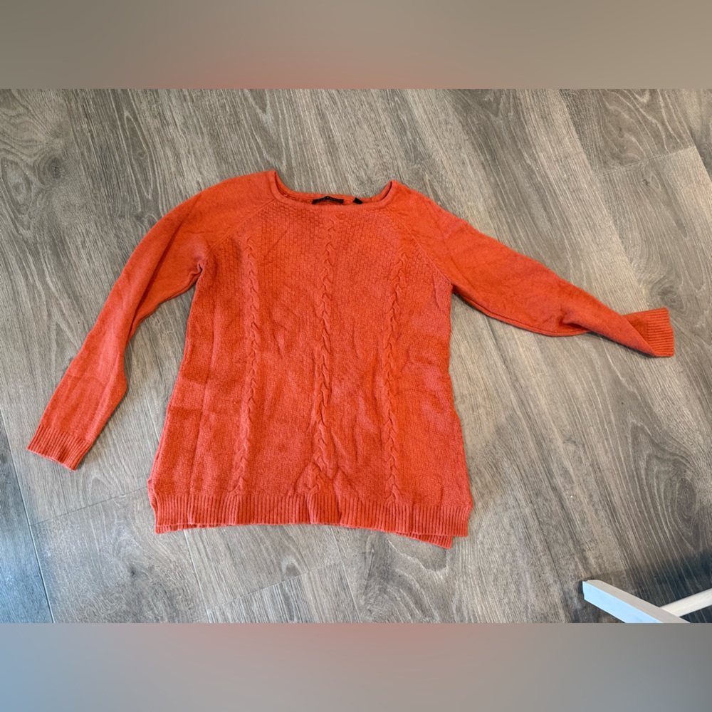 Women's Cyrus Rust Orange Sz Medium Cable Knit Sweater Fall Pumpkin